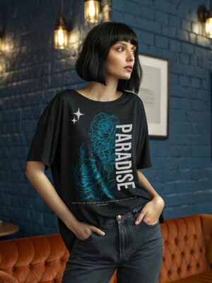 Paradise (Black) - Womens Oversized Tshirt