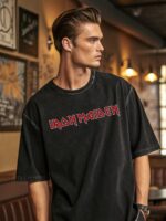 IRON MAIDEN ACID WASH OVERSIZED TSHIRT 1 CROPPED